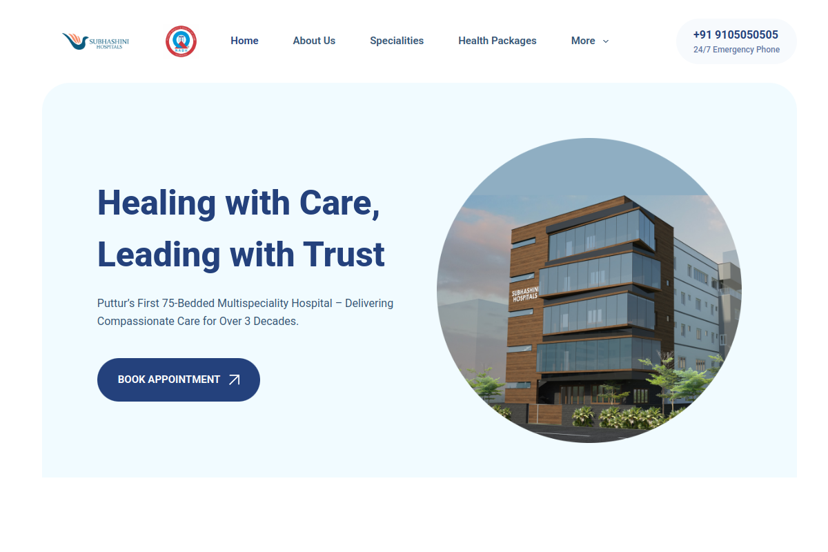 Subashini Hospitals homepage